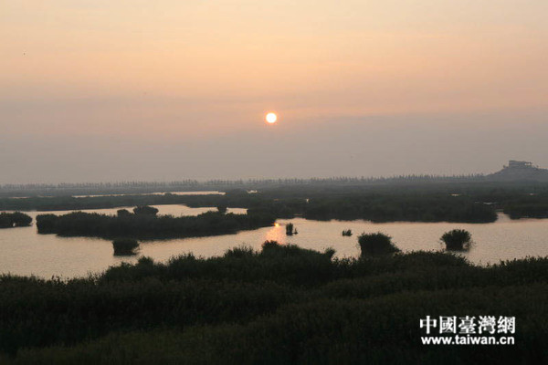 沙湖日出。(中國臺灣網記者 李岳 攝)